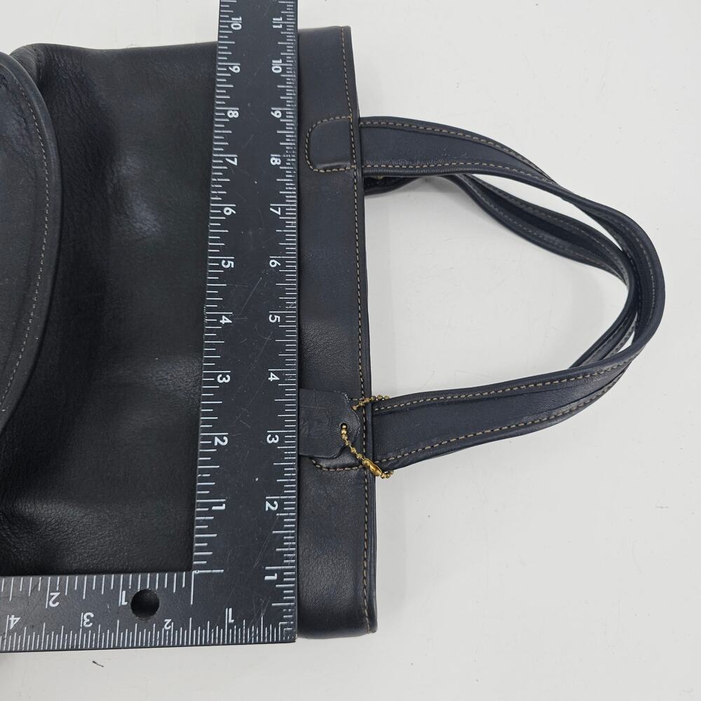 Vintage Coach 9301 Bleecker Small Basket Black Leather Double Handle Bag Purse - Picture 11 of 15